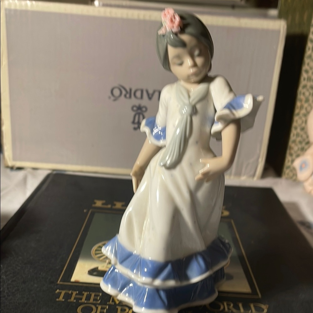 Elegant Porcelain Figurine with Blue and White Dress